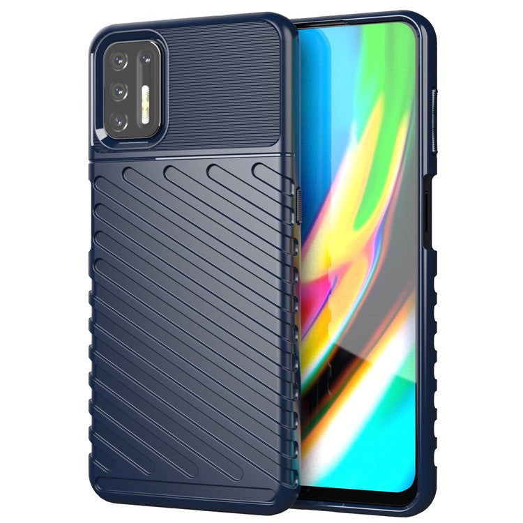 Thunder Series Twill Texture Soft TPU Phone Case for Motorola Moto G9 Plus - Blue