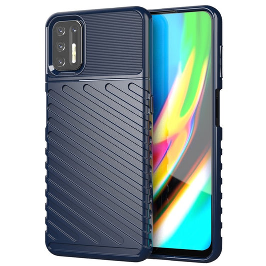 Thunder Series Twill Texture Soft TPU Phone Case for Motorola Moto G9 Plus - Blue