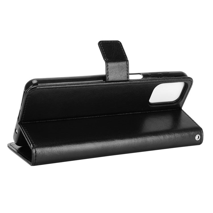 Crazy Horse Texture Leather Stand Phone Cover Case with Wallet for Motorola Moto G9 Plus - Black