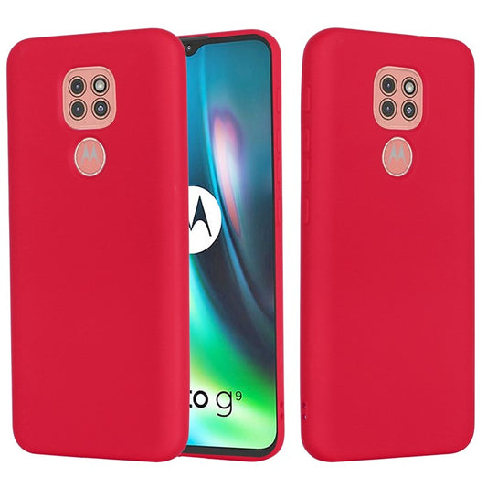 Soft Liquid Silicone Mobile Phone Cover for Motorola Moto G9 Play - Red