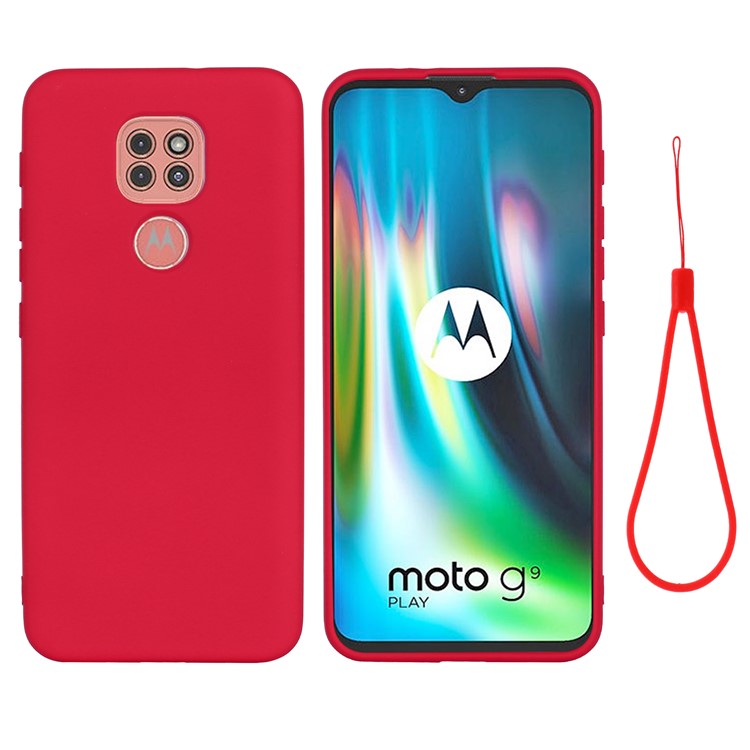 Soft Liquid Silicone Mobile Phone Cover for Motorola Moto G9 Play - Red
