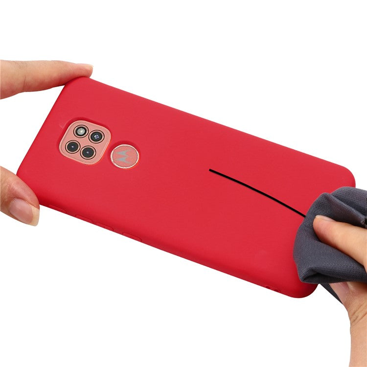 Soft Liquid Silicone Mobile Phone Cover for Motorola Moto G9 Play - Red