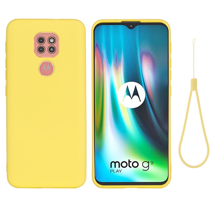 Soft Liquid Silicone Mobile Phone Cover for Motorola Moto G9 Play - Yellow