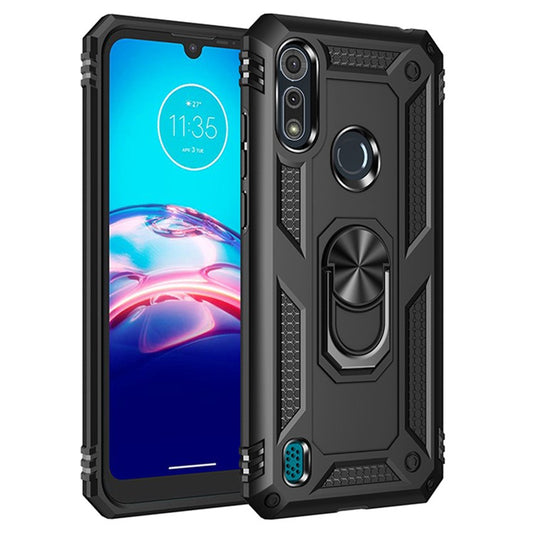 Shockproof Phone Protective Shell with 360 Degree Rotating Kickstand for Motorola Moto E6i / E6s (2020) - Black