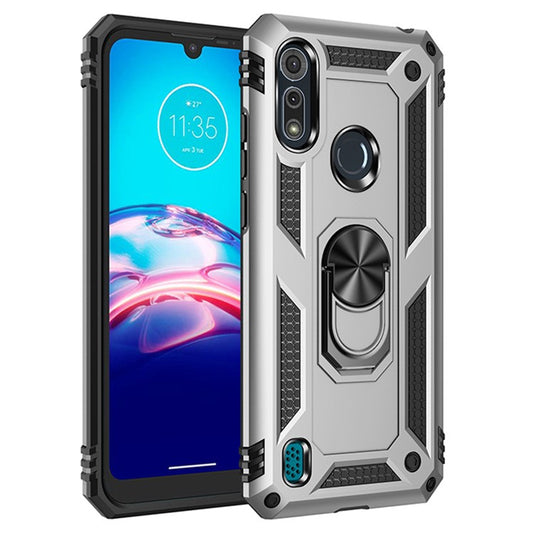 Shockproof Phone Protective Shell with 360 Degree Rotating Kickstand for Motorola Moto E6i / E6s (2020) - Silver
