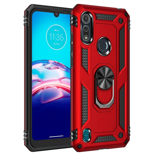 Shockproof Phone Protective Shell with 360 Degree Rotating Kickstand for Motorola Moto E6i / E6s (2020) - Red