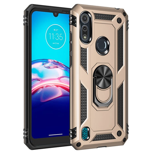 Shockproof Phone Protective Shell with 360 Degree Rotating Kickstand for Motorola Moto E6i / E6s (2020) - Gold