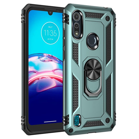 Shockproof Phone Protective Shell with 360 Degree Rotating Kickstand for Motorola Moto E6i / E6s (2020) - Dark Green
