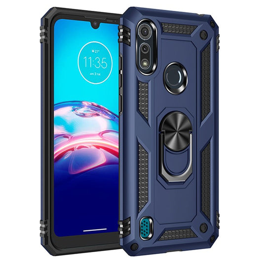 Shockproof Phone Protective Shell with 360 Degree Rotating Kickstand for Motorola Moto E6i / E6s (2020) - Blue