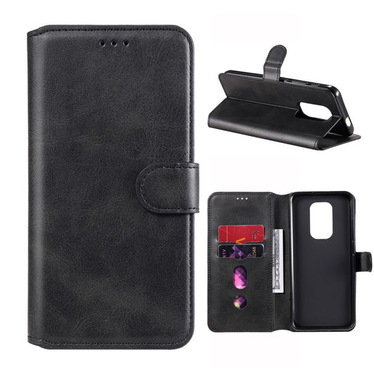 Classic Wallet Stand Flip Leather Phone Case for Motorola Moto G9 Play / Motorola Moto E7 Plus - Black