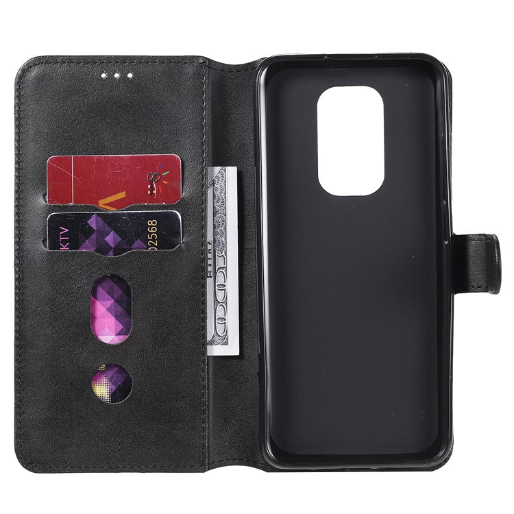 Classic Wallet Stand Flip Leather Phone Case for Motorola Moto G9 Play / Motorola Moto E7 Plus - Black