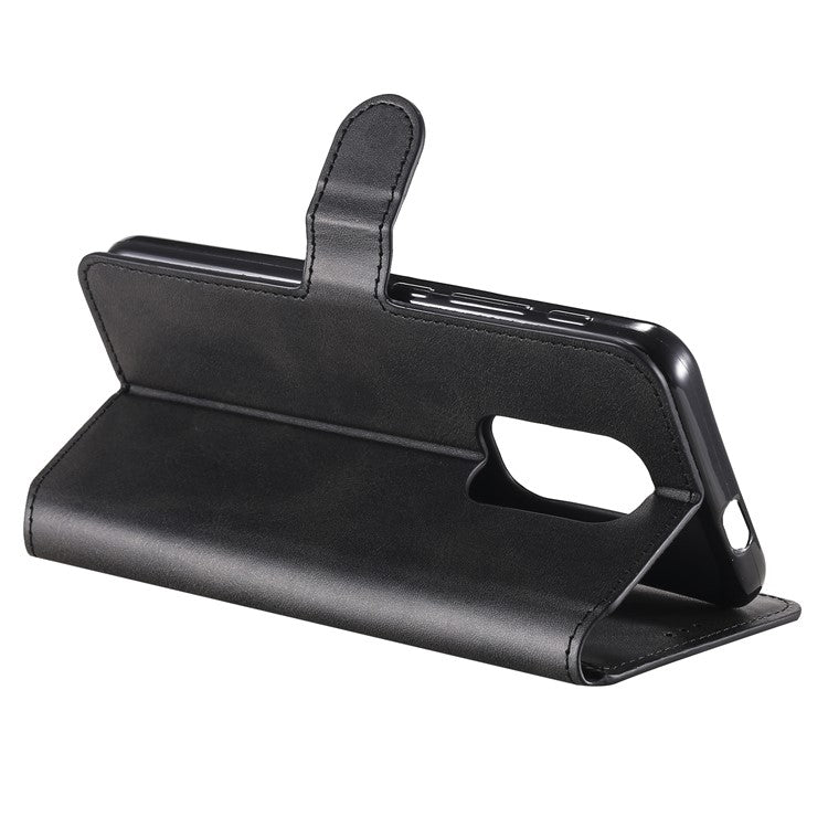 Classic Wallet Stand Flip Leather Phone Case for Motorola Moto G9 Play / Motorola Moto E7 Plus - Black