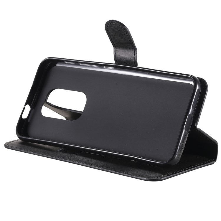 Classic Wallet Stand Flip Leather Phone Case for Motorola Moto G9 Play / Motorola Moto E7 Plus - Black