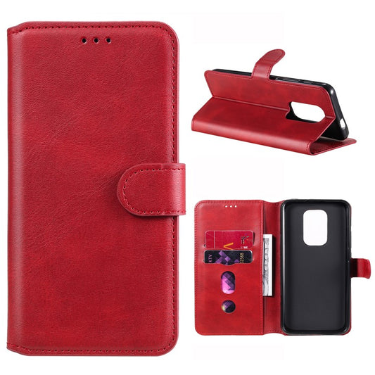 Classic Wallet Stand Flip Leather Phone Case for Motorola Moto G9 Play / Motorola Moto E7 Plus - Red