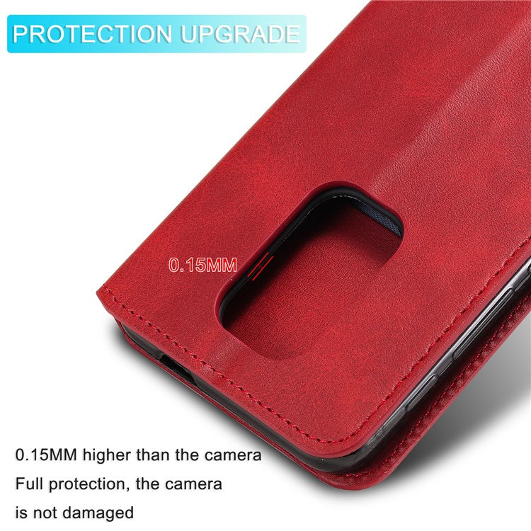 Classic Wallet Stand Flip Leather Phone Case for Motorola Moto G9 Play / Motorola Moto E7 Plus - Red