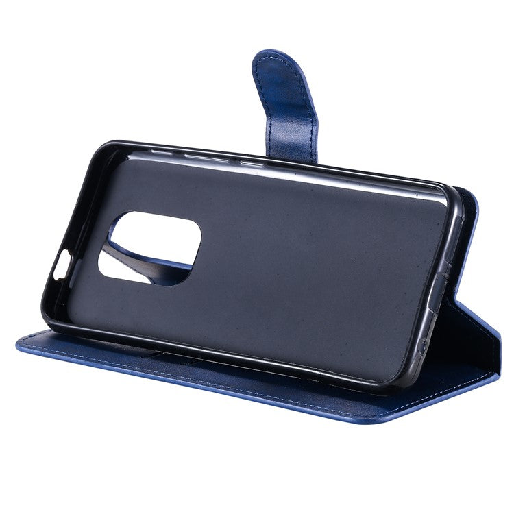 Classic Wallet Stand Flip Leather Phone Case for Motorola Moto G9 Play / Motorola Moto E7 Plus - Blue