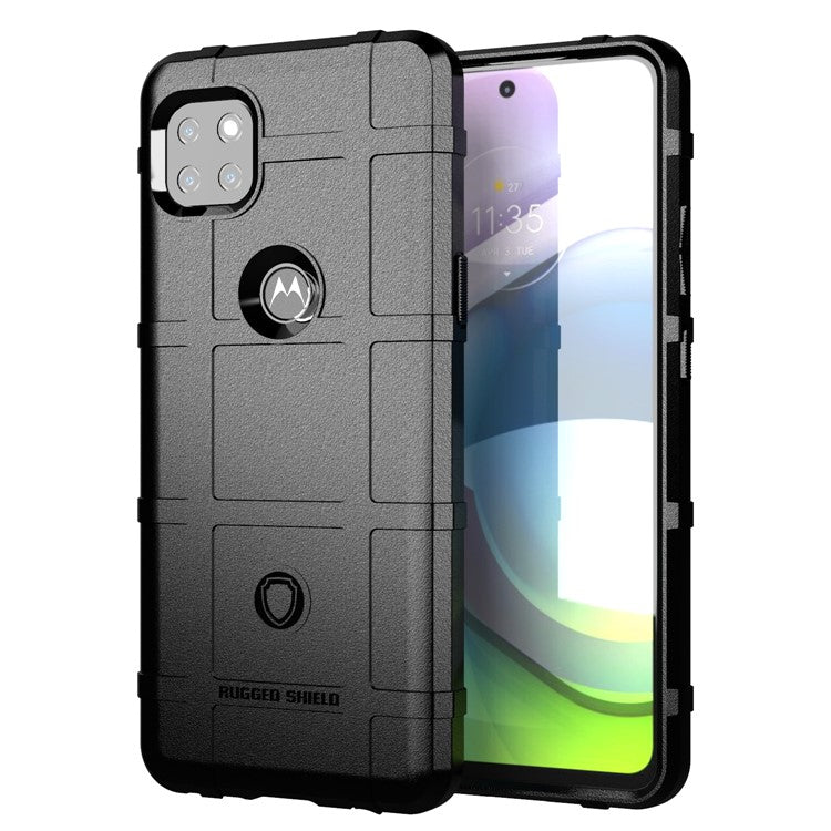 Rugged Shield Square Grid Texture TPU Phone Cover for Motorola Moto G 5G - Black