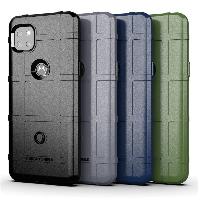 Rugged Shield Square Grid Texture TPU Phone Cover for Motorola Moto G 5G - Black