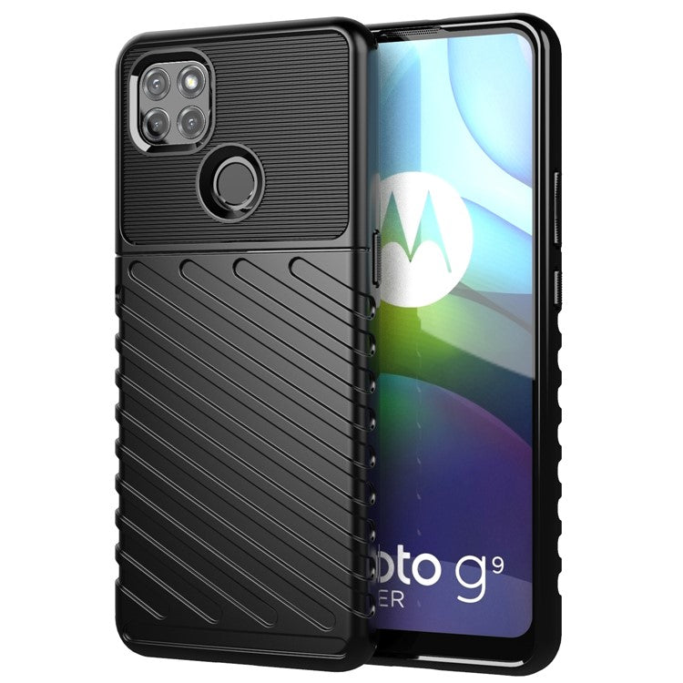 Thunder Series Twill Texture TPU Protection Case for Motorola Moto G9 Power - Black