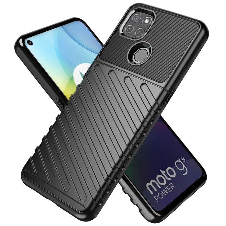 Thunder Series Twill Texture TPU Protection Case for Motorola Moto G9 Power - Black