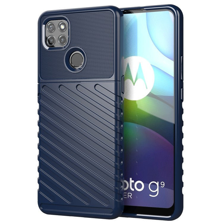 Thunder Series Twill Texture TPU Protection Case for Motorola Moto G9 Power - Blue