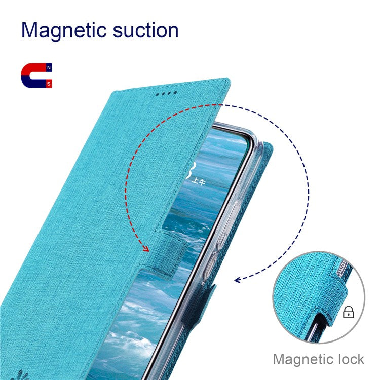 VILI K Series Cross Texture Leather Phone Wallet Stand Cover Case for Motorola Moto G9 Play - Blue