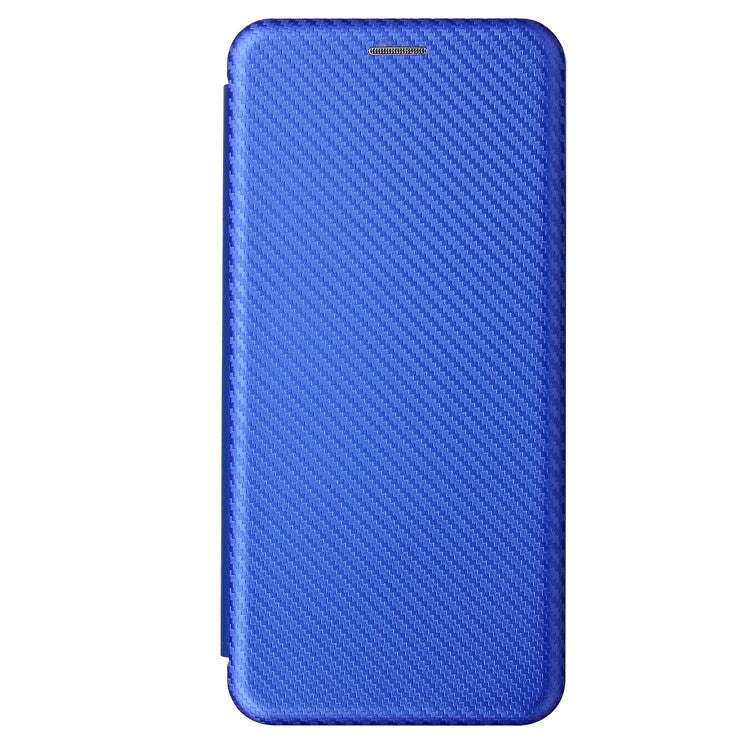 Auto-absorbed Carbon Fiber Leather Cover Case with Card Holder for Motorola Moto G 5G - Blue