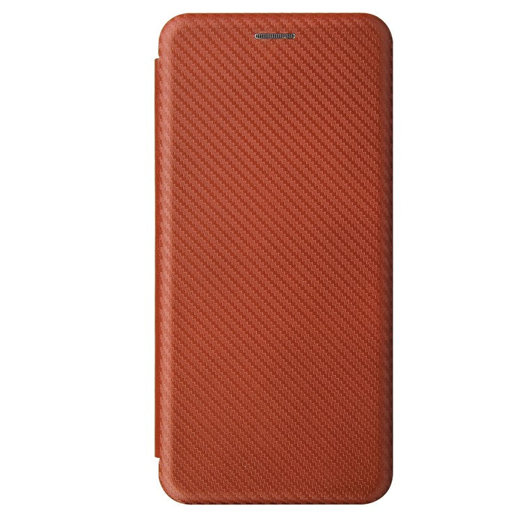Auto-absorbed Carbon Fiber Leather Cover Case with Card Holder for Motorola Moto G 5G - Brown