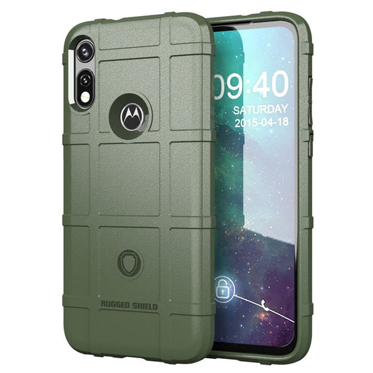 Rugged Shield Thicken TPU Square Grid Texture Phone Cover for Motorola Moto E (2020) - Green