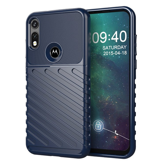 Thunder Series Thicken TPU Twill Texture Back Case for Motorola Moto E (2020) - Blue
