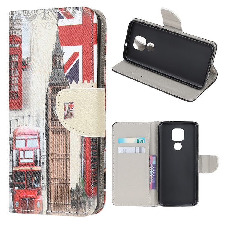 Stand Protector for Motorola Moto E7 Printing Cross Texture Leather Cover - Big Ben