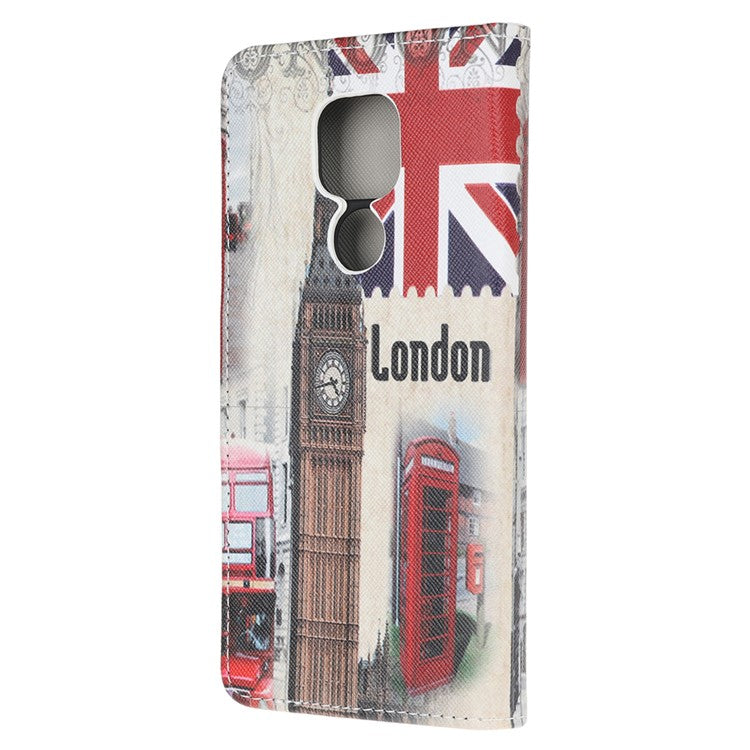 Stand Protector for Motorola Moto E7 Printing Cross Texture Leather Cover - Big Ben