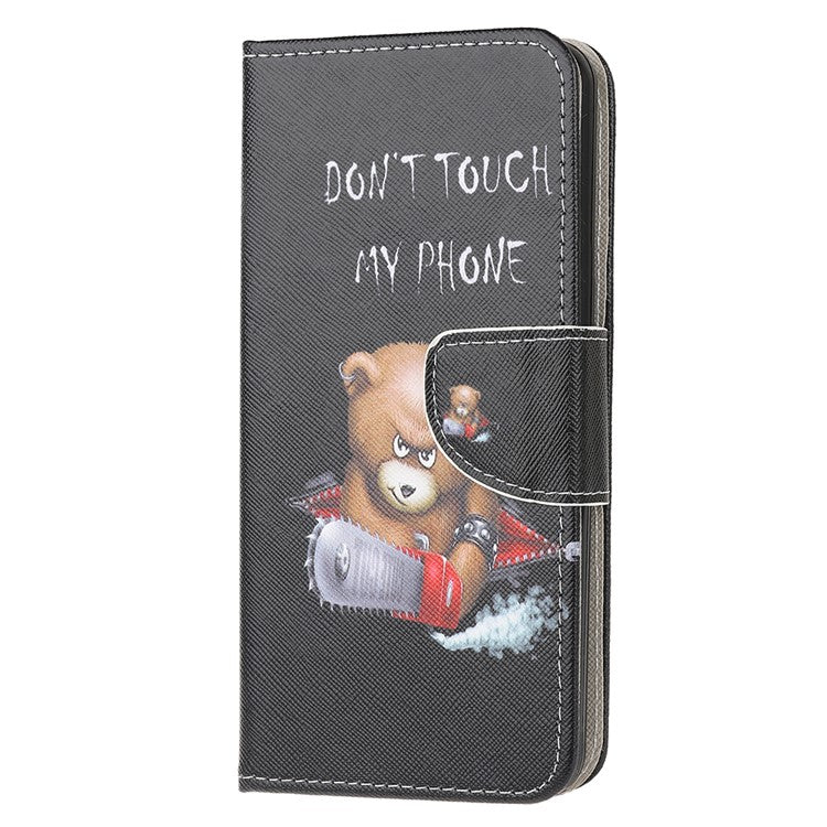Stand Protector for Motorola Moto E7 Printing Cross Texture Leather Cover - Warning Words