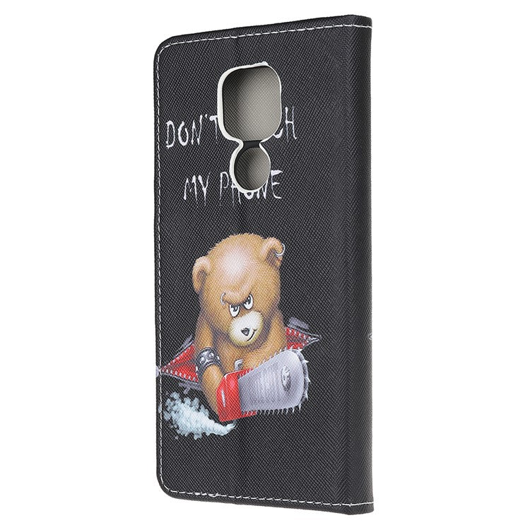 Stand Protector for Motorola Moto E7 Printing Cross Texture Leather Cover - Warning Words
