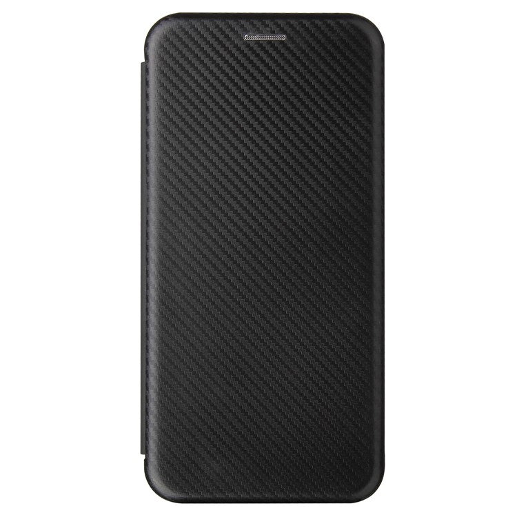 Auto-absorbed Stand Cover for Motorola Moto E7 Carbon Fiber Texture Leather Case - Black