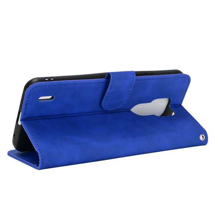 Delicate PU Leather Wallet Cell Phone Case for Motorola Moto E7 - Blue