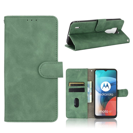 Delicate PU Leather Wallet Cell Phone Case for Motorola Moto E7 - Green