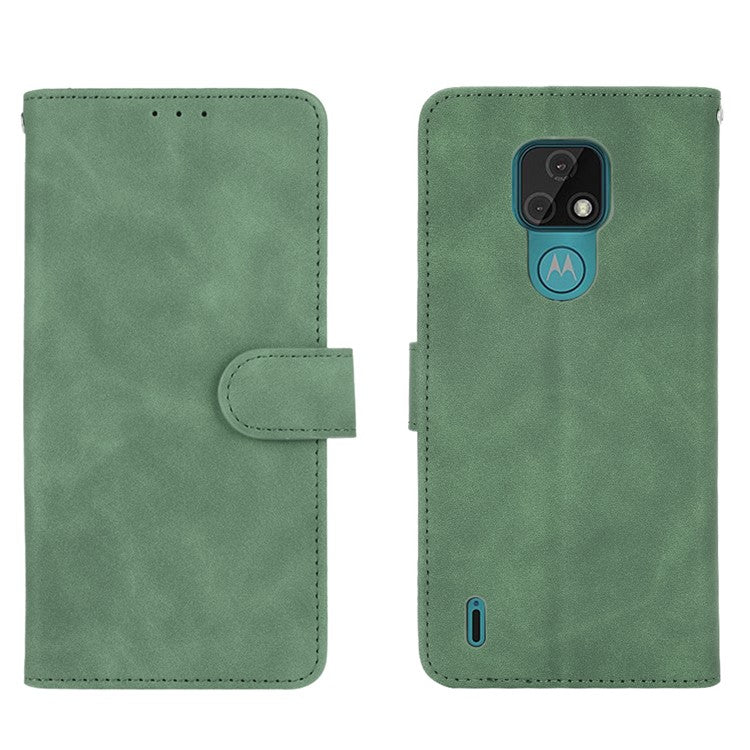 Delicate PU Leather Wallet Cell Phone Case for Motorola Moto E7 - Green