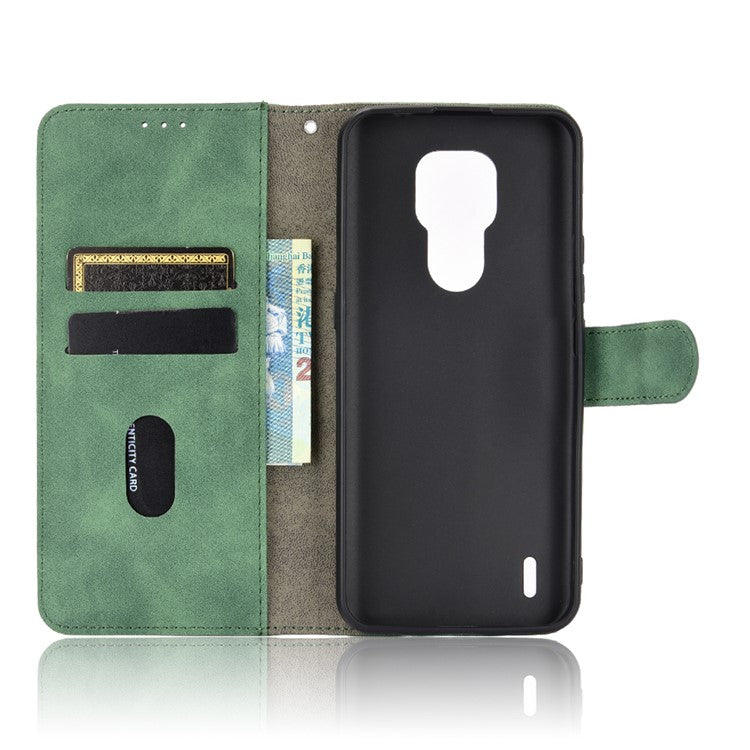 Delicate PU Leather Wallet Cell Phone Case for Motorola Moto E7 - Green