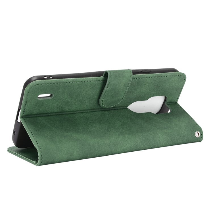 Delicate PU Leather Wallet Cell Phone Case for Motorola Moto E7 - Green