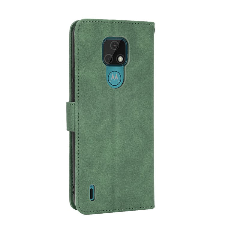 Delicate PU Leather Wallet Cell Phone Case for Motorola Moto E7 - Green