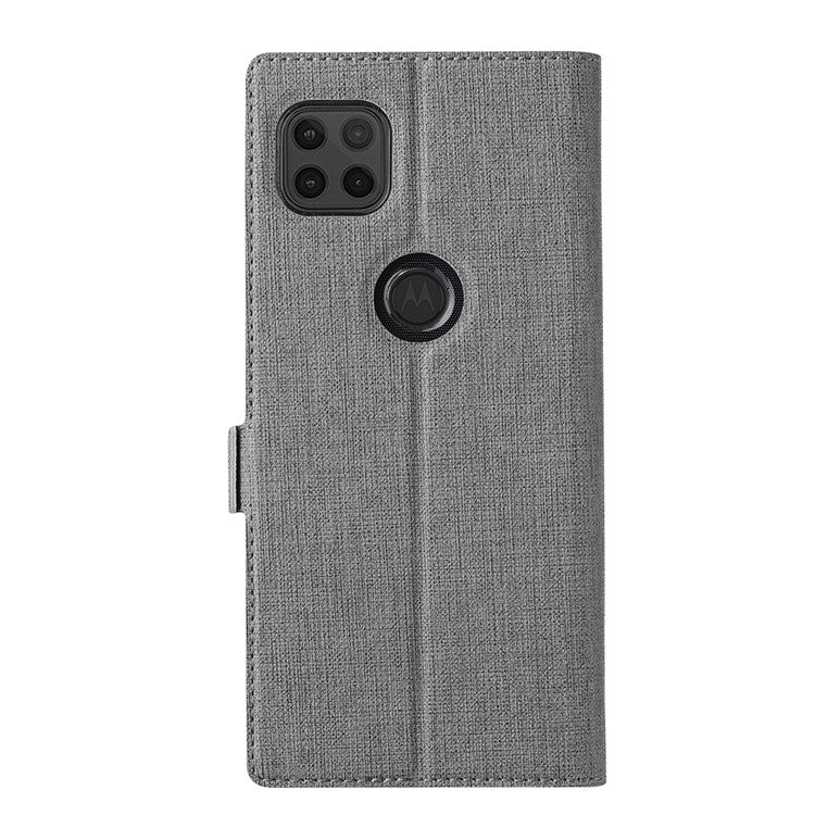 VILI DMK Double Card Holder Magnetic Clasp Leather Wallet Stand Cover for Motorola Moto G 5G - Grey
