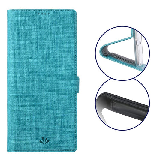 VILI DMK Double Card Holder Magnetic Clasp Leather Wallet Stand Cover for Motorola Moto G 5G - Blue