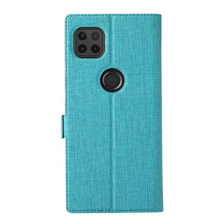 VILI DMK Double Card Holder Magnetic Clasp Leather Wallet Stand Cover for Motorola Moto G 5G - Blue