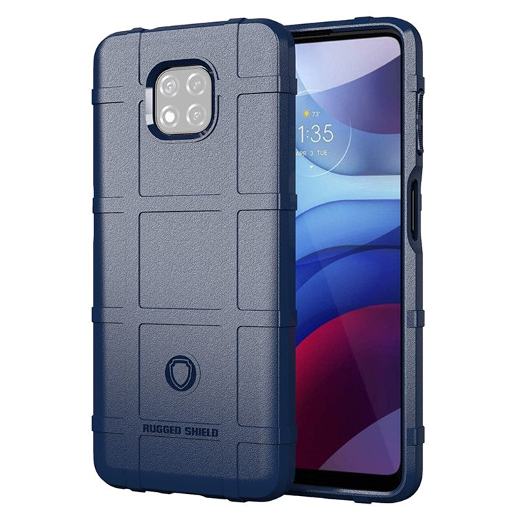 Shield Series Square Grid Texture Thicken TPU Lightweight Phone Cover for Motorola Moto G Power (2021) - Blue