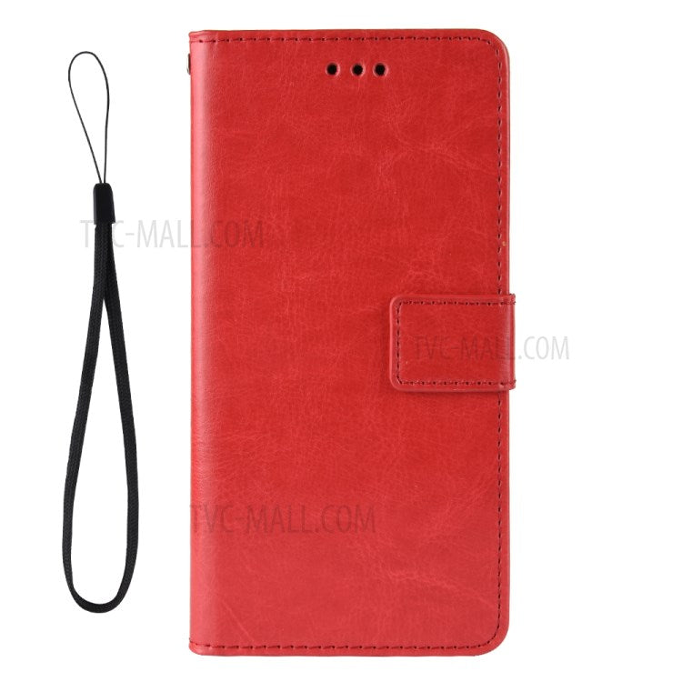Wallet Stand Design Crazy Horse Skin Leather Phone Cover Shell with Lanyard for Motorola Moto G Stylus 4G (2021) - Red