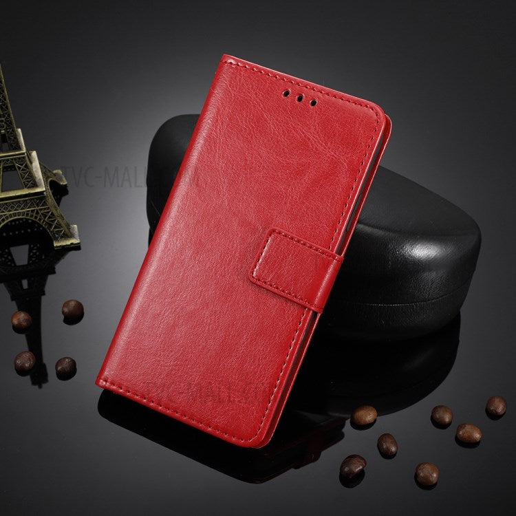 Wallet Stand Design Crazy Horse Skin Leather Phone Cover Shell with Lanyard for Motorola Moto G Stylus 4G (2021) - Red