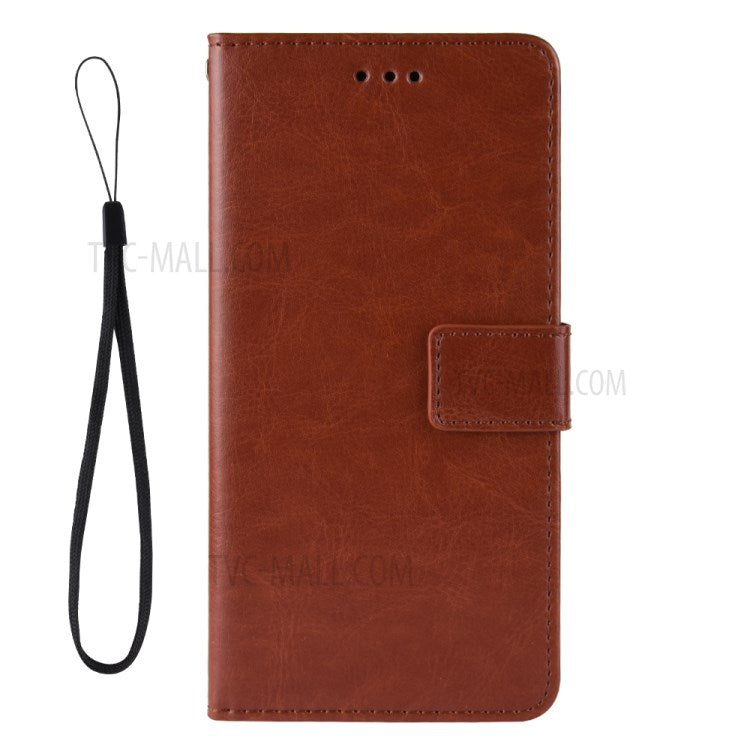 Wallet Stand Design Crazy Horse Skin Leather Phone Cover Shell with Lanyard for Motorola Moto G Stylus 4G (2021) - Brown