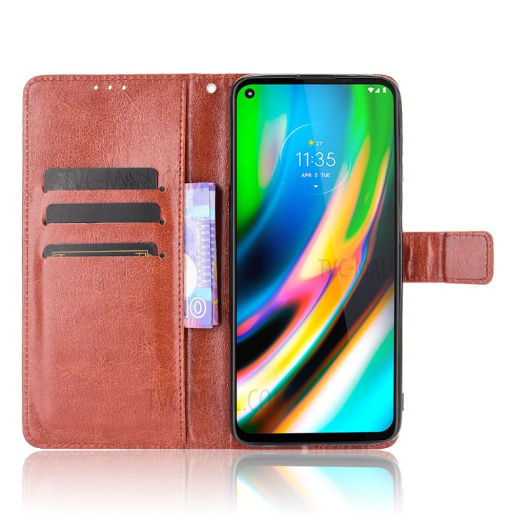 Wallet Stand Design Crazy Horse Skin Leather Phone Cover Shell with Lanyard for Motorola Moto G Stylus 4G (2021) - Brown