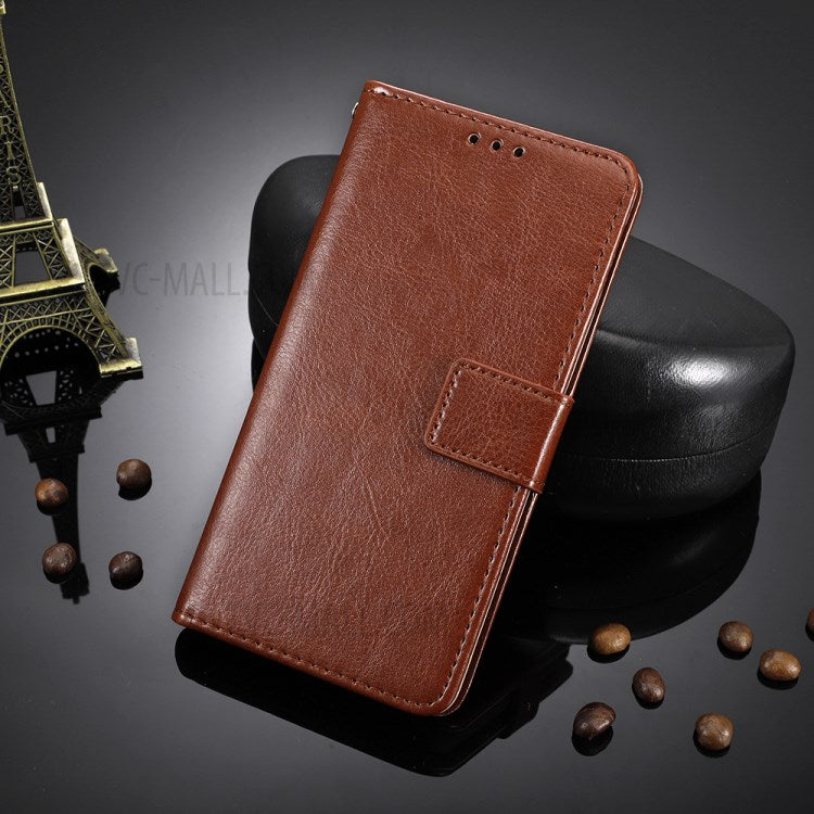 Wallet Stand Design Crazy Horse Skin Leather Phone Cover Shell with Lanyard for Motorola Moto G Stylus 4G (2021) - Brown